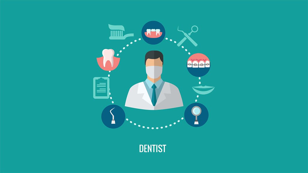 dentist infograph style image with UK cosmetic dentist pictured